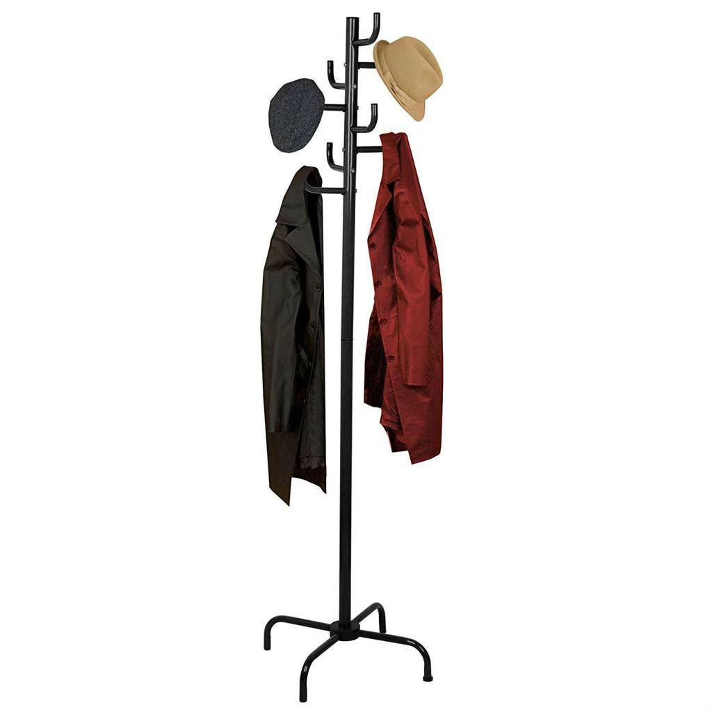 商品QuikFurn|Black Metal Coat Rack Entry Hall Tree Hat Rack,价格¥902,第1张图片