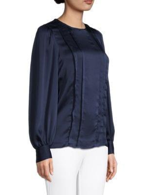 商品Tahari|Satin Pintuck Blouse,价格¥568,第5张图片详细描述