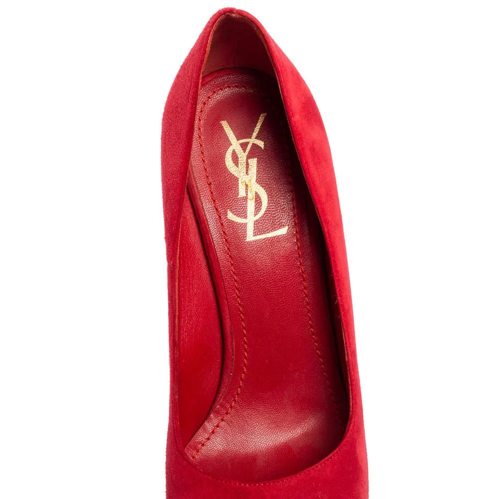 Saint Laurent Red Suede Tribtoo Platform Pumps Size 37.5 商品