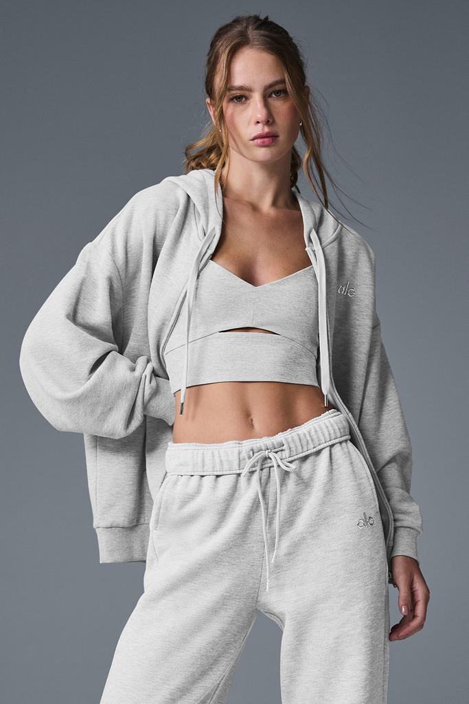 Alo Accolade Full Zip Hoodie - Athletic Heather Grey - Hoodies