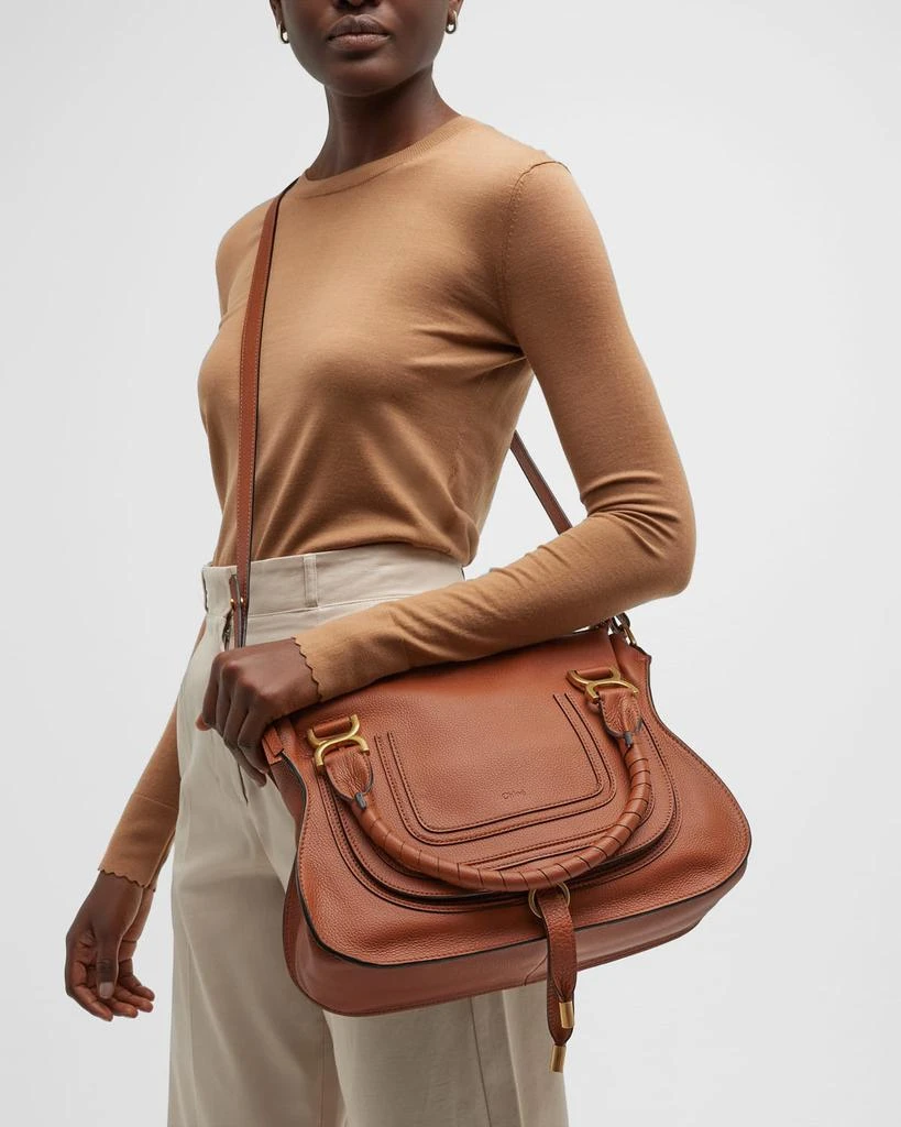 商品Chloé|Marcie Medium Double Carry Satchel Bag in Grained Leather,价格¥21588,第5张图片详细描述