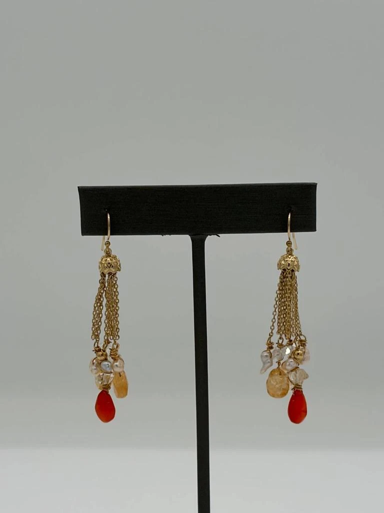 商品Blue Copper|Blue Copper - Women's Carnelian Citrine Herkimer Pearl Earrings,价格¥1934,第1张图片
