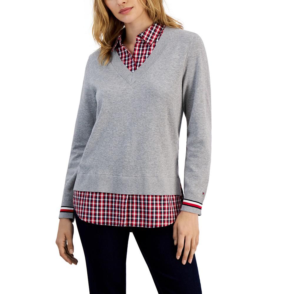 Women's Cotton Layered-Look Sweater商品第1张图片规格展示