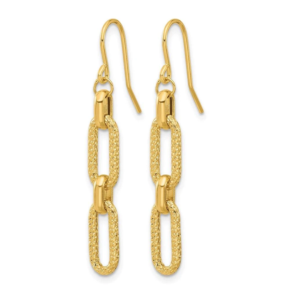 商品Diamond2Deal|14K Yellow Gold Diamond-cut Link Drop Dangle Earrings,价格¥3895,第2张图片详细描述