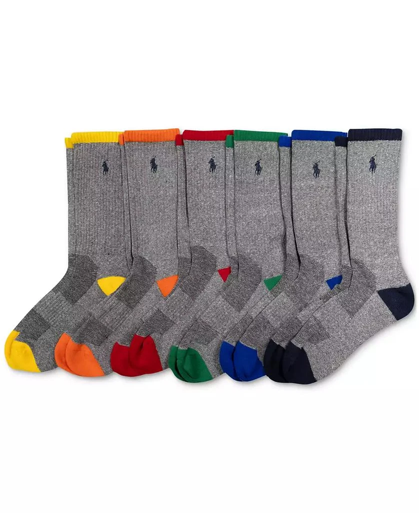 商品Ralph Lauren|Men's 6-Pk. Performance Tipped Color Heel Toe Crew Socks,价格¥220,第2张图片详细描述