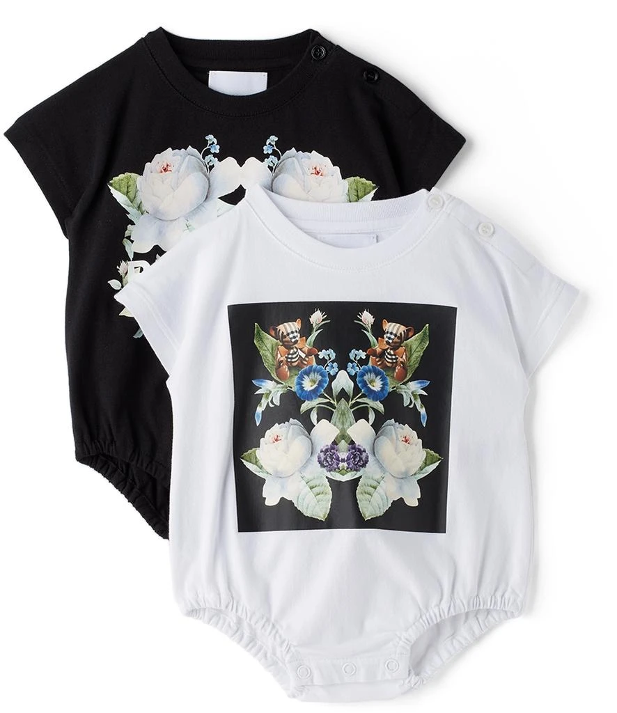 商品Burberry|Baby Two-Pack White & Black Floral Bodysuit Set,价格¥701,第1张图片