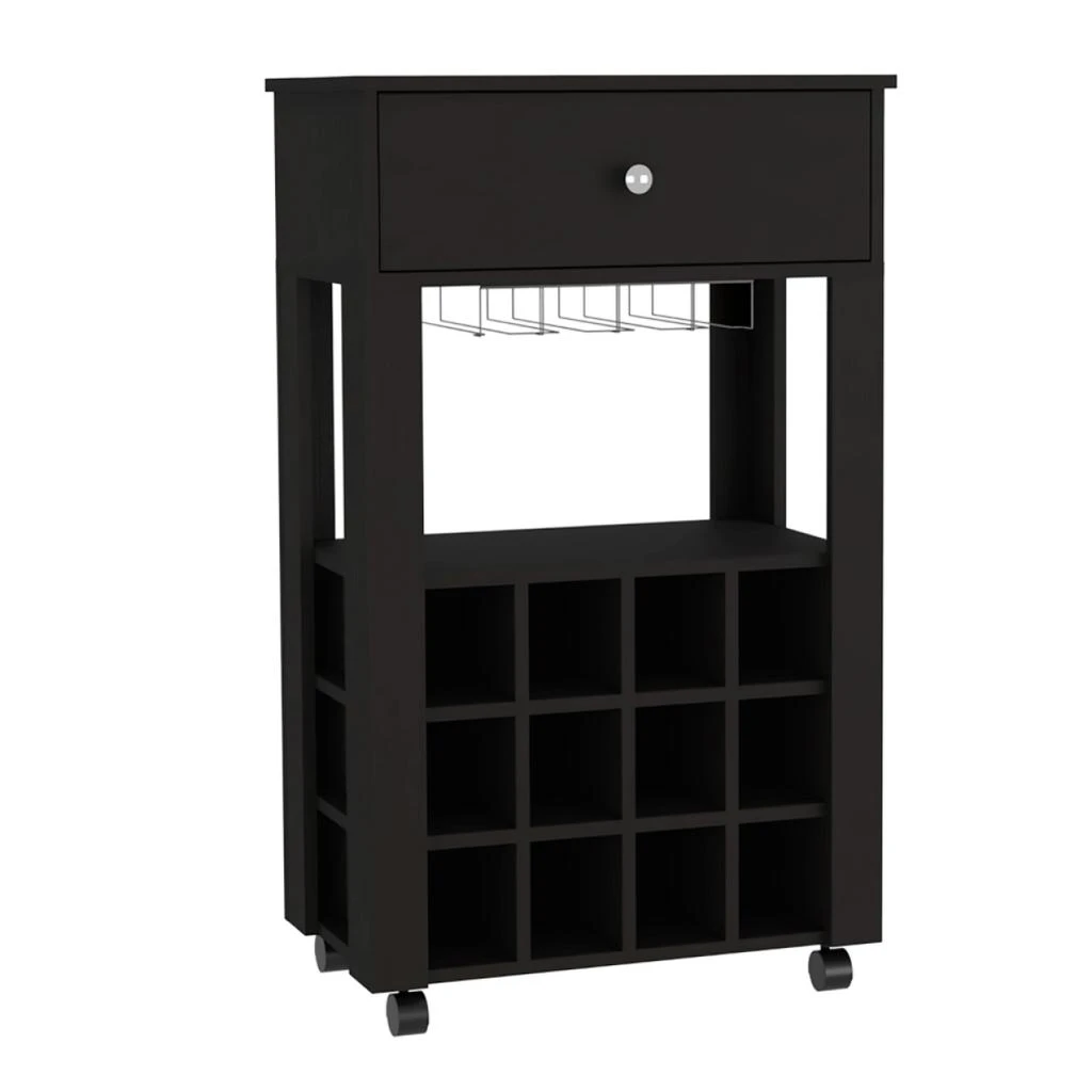 商品Simplie Fun|Ambler 1-Drawer 12-Bottle Wine Cabinet Black Wengue,价格¥2335,第4张图片详细描述