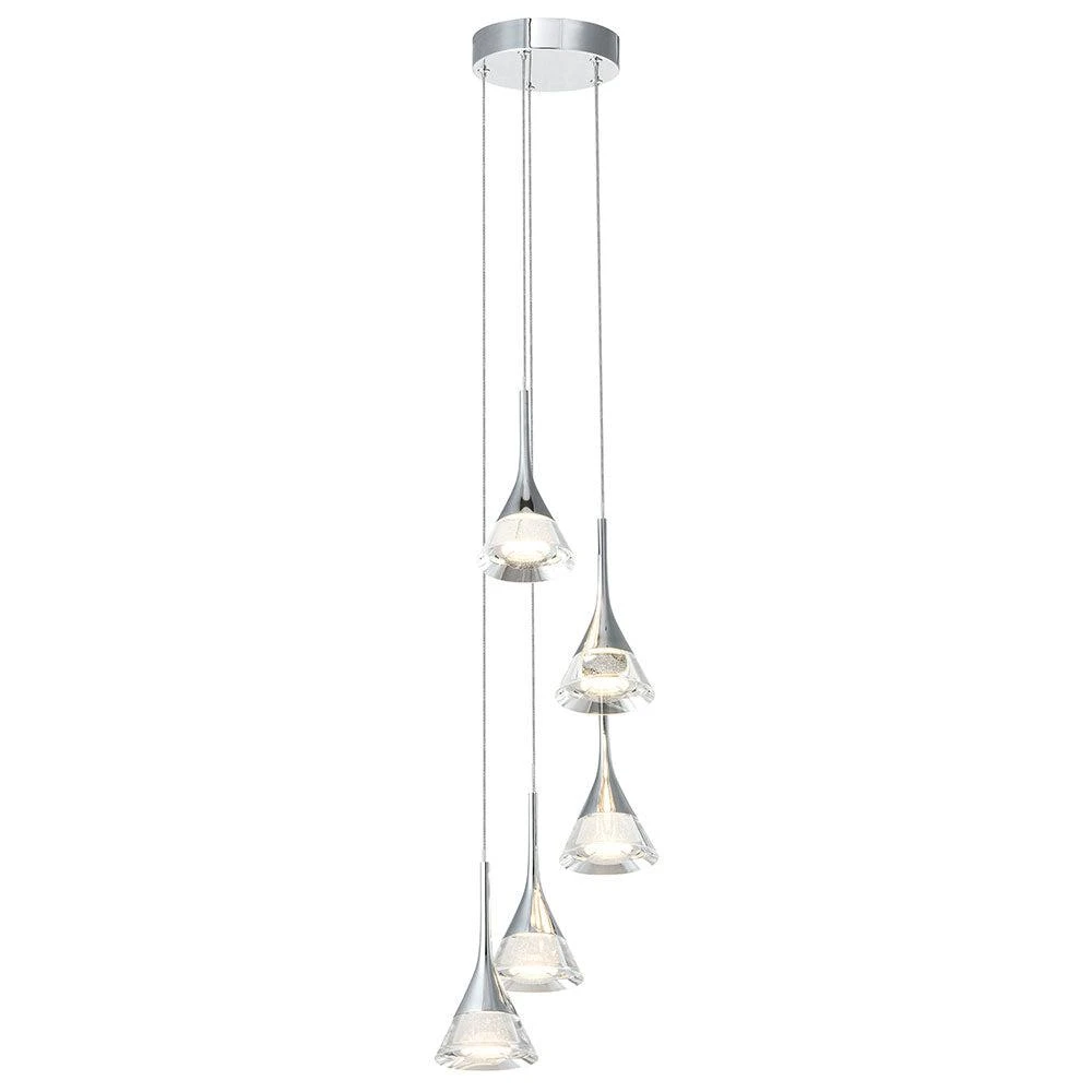 商品VONN Lighting|Amalfi VAC3215CH 5-Light Integrated LED Chandelier Lighting Fixture with Cone Shades, Polished Chrome,价格¥3557,第2张图片详细描述