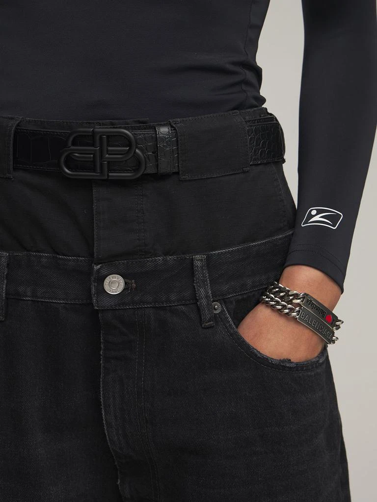 商品Balenciaga|3.5cm Bb Croc Embossed Leather Belt,价格¥3811,第1张图片详细描述