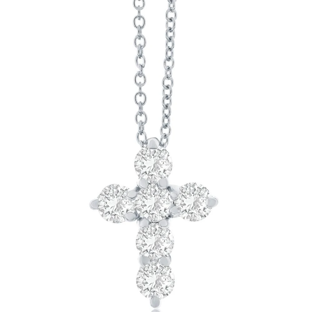 商品Macy's|Diamond Cross Pendant Necklace (3/4 ct. t.w.) in 14k White Gold, 16" + 2" Extender,价格¥24097,第1张图片