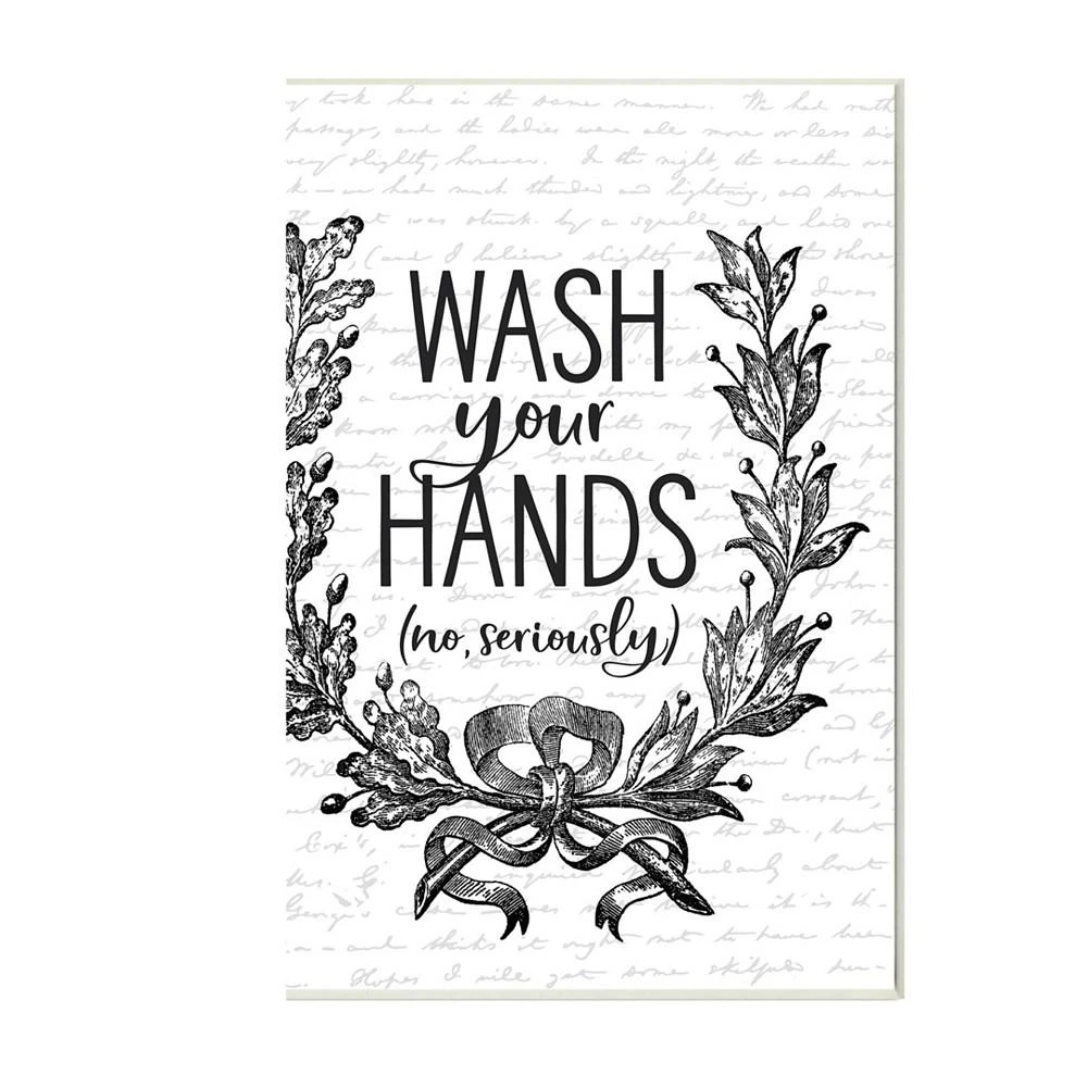 商品Stupell Industries|Wash Your Hands Seriously Elegant Bathroom Word Design Wall Plaque Art, 10" x 15",价格¥385,第1张图片