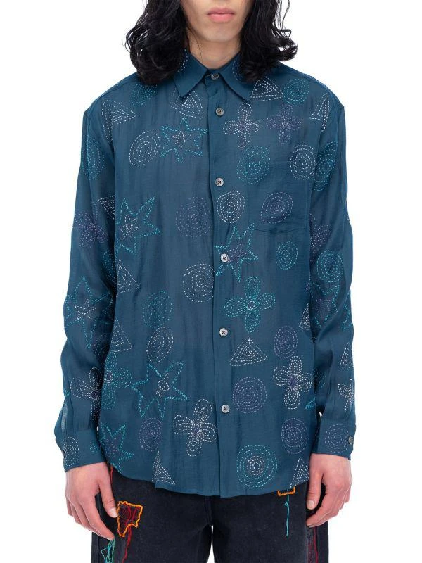商品Glass Cypress|Floral-Embroidered Button-Front Shirt,价格¥1384,第1张图片