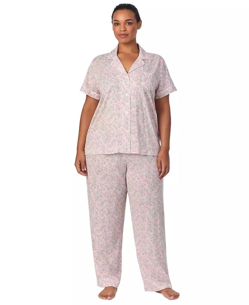 商品Ralph Lauren|Plus Size Floral Notched-Collar Pajama Set,价格¥379,第1张图片