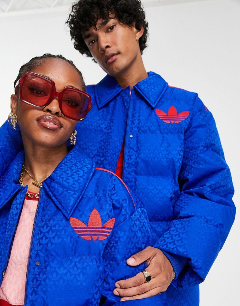 adidas Originals 'adicolor 70s' unisex monogram puffer in blue商品第2张图片规格展示