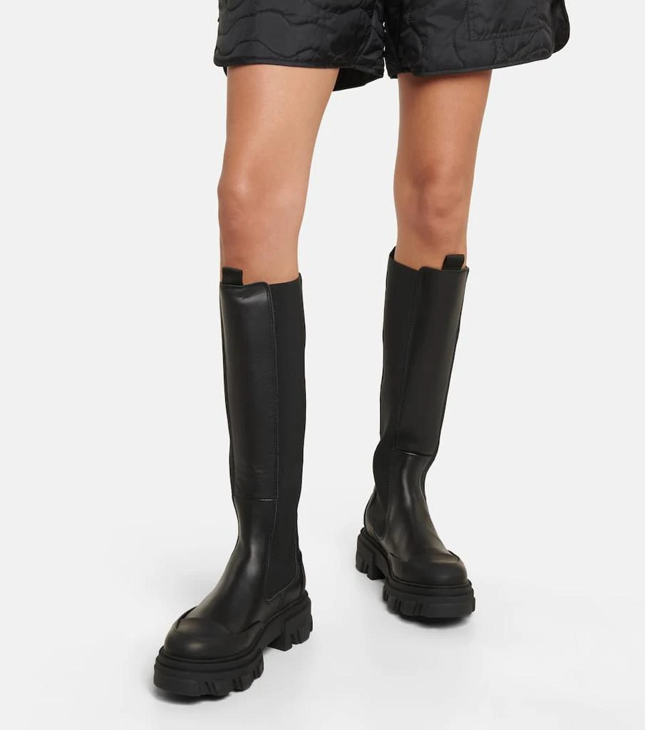 商品Ganni|Leather knee-high boots,价格¥3083,第4张图片详细描述