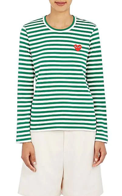 商品Comme des Garcons|Heart Striped Cotton T-Shirt,价格¥666,第1张图片