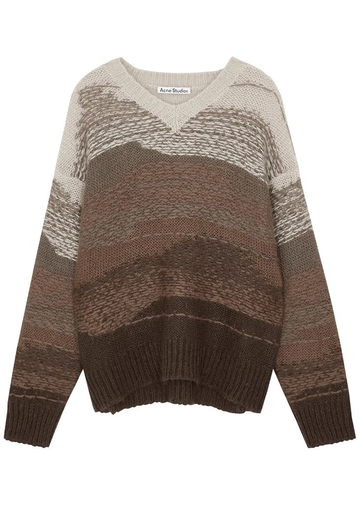 商品Acne Studios|Brown intarsia textured-knit jumper,价格¥1352,第1张图片