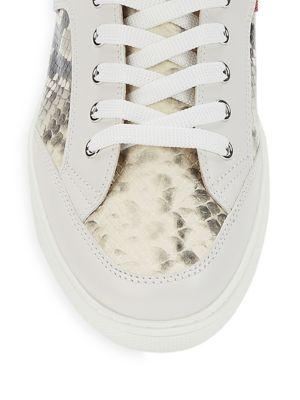 Snakeskin Embossed Leather High Top Sneakers商品第5张图片规格展示