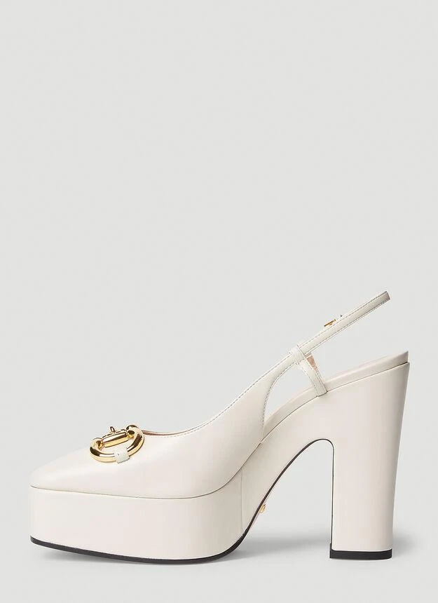 商品Gucci|Horsebit High Heel Shoes in Cream,价格¥8584,第3张图片详细描述