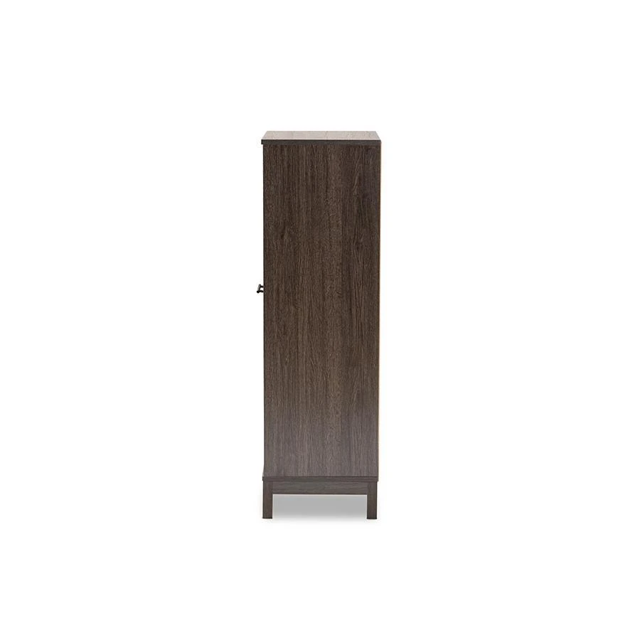 商品Baxton Studio|Dark Brown Finished Wood 1-Drawer Wine Storage Cabinet,价格¥788,第4张图片详细描述