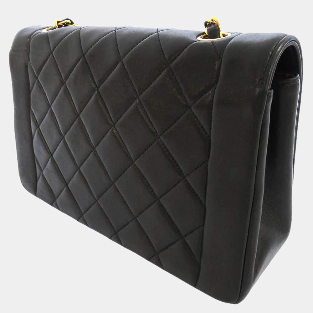 Chanel Black Leather Diana Flap Bag商品第2张图片规格展示