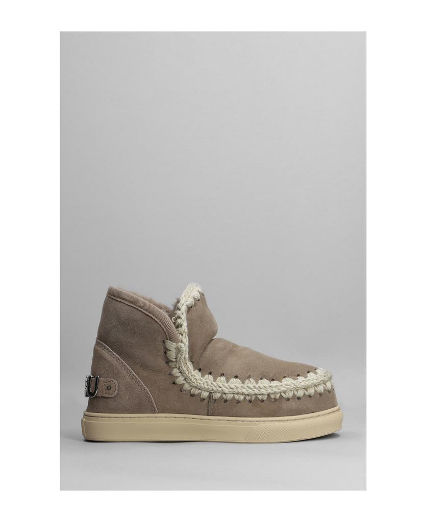 商品Mou|Eskimo Sneaker Low Heels Ankle Boots In Taupe Suede,价格¥1921,第1张图片