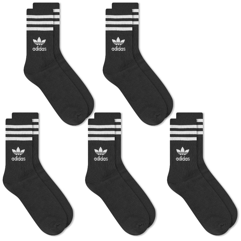 商品Adidas|Adidas Solid Mid Cut Sock - 5 Pack,价格¥145,第1张图片