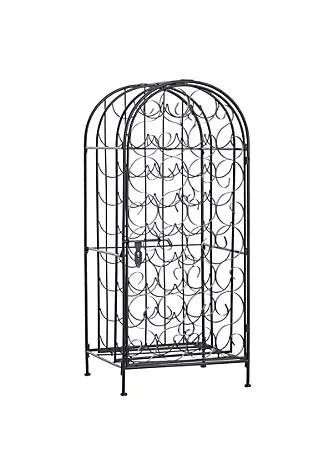 商品HOMCOM|35 Bottle Wrought Iron Wine Rack Jail With Lock Black,价格¥572,第1张图片