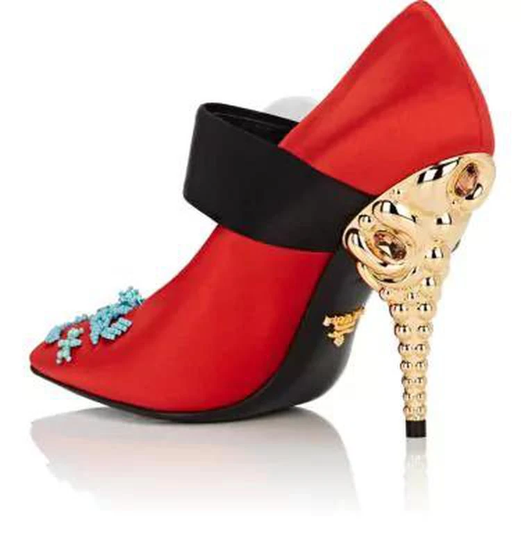 商品Prada|Jeweled-Heel Satin Mary Jane Pumps,价格¥3711,第3张图片详细描述