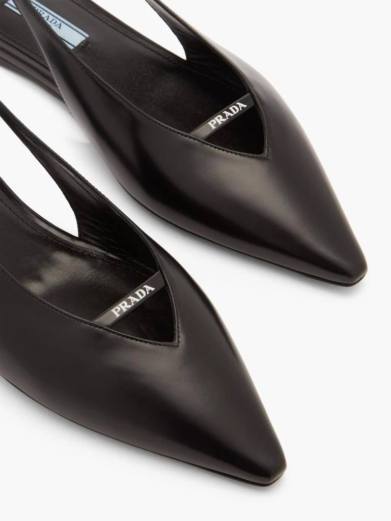 Point-toe spazzolato-leather slingback flats 商品