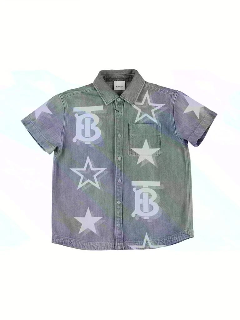商品Burberry|Logo Printed Cotton Denim Shirt,价格¥3075,第1张图片