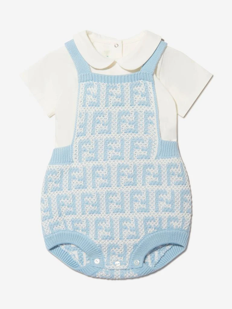 商品Fendi|Fendi  Blue Baby Unisex Knit FF Logo Romper Set,价格¥4900,第1张图片