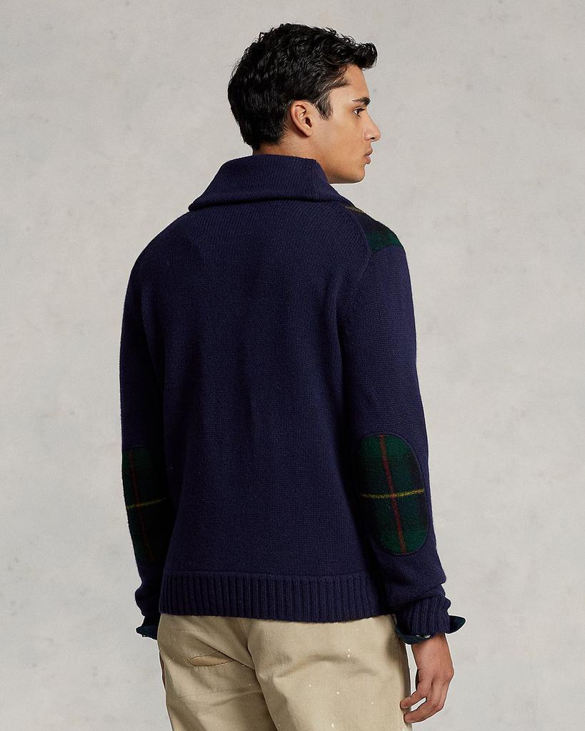 Wool Tartan Regular Fit Shawl Collar Cardigan商品第4张图片规格展示