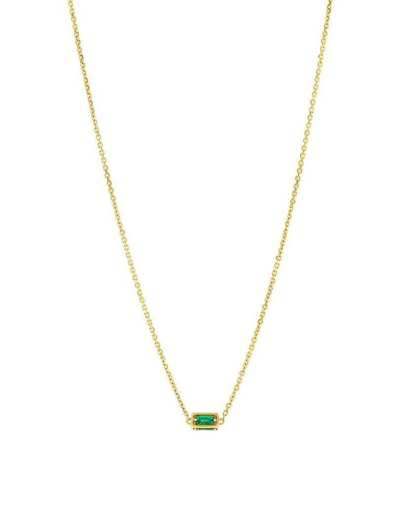 商品Suzanne Kalan|Emerald Baguette Block Chain Charm Pendant Necklace in 18K Yellow Gold, 18",价格¥13179,第1张图片