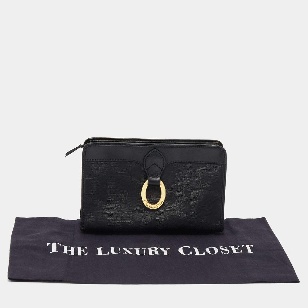 Dior Black Oblique Coated Canvas And Leather Clutch商品第9张图片规格展示