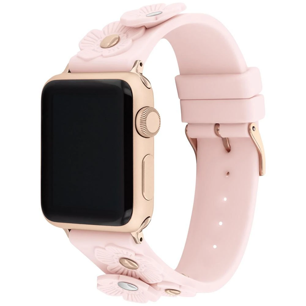 商品Coach|Women's Tea Rose Blush Rubber 38/40/41mm Apple Watch Band,价格¥702,第2张图片详细描述