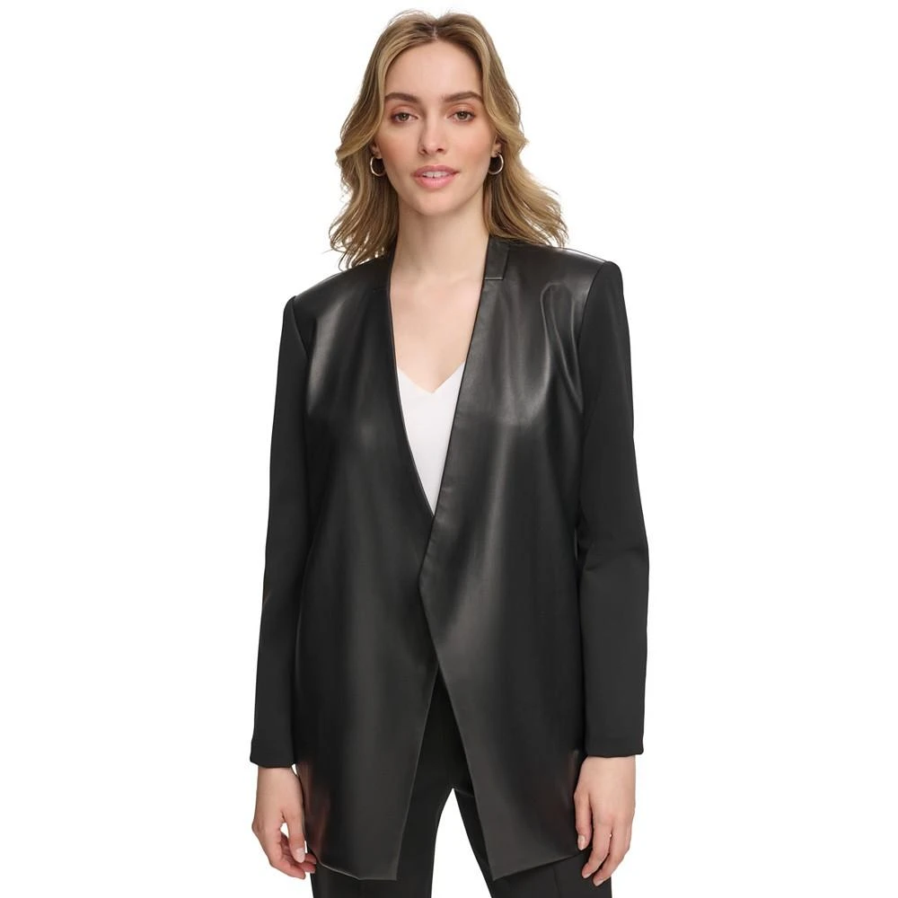 商品Calvin Klein|Women's Faux-Leather Combo Jacket,价格¥704,第1张图片