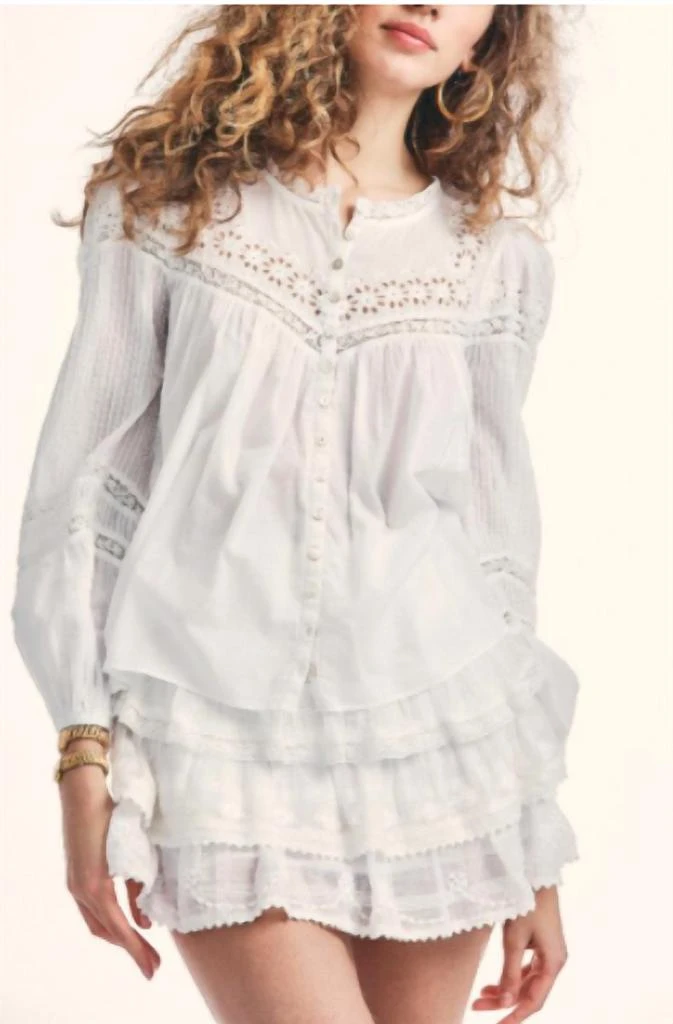 商品LOVESHACKFANCY|Badyn Blouse In White,价格¥1568,第1张图片