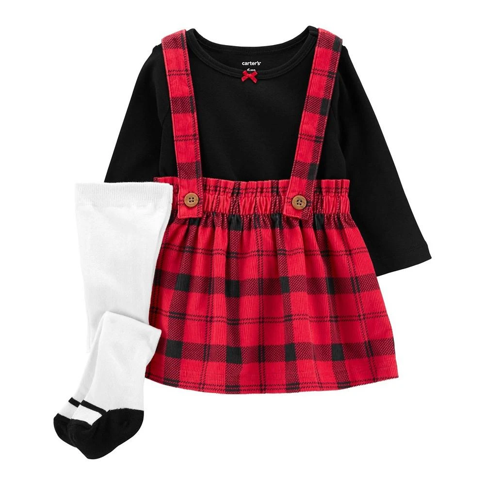 商品Carter's|Baby Girls Holiday T Shirt, Jumper and Tights, 3 Piece Set,价格¥188,第1张图片