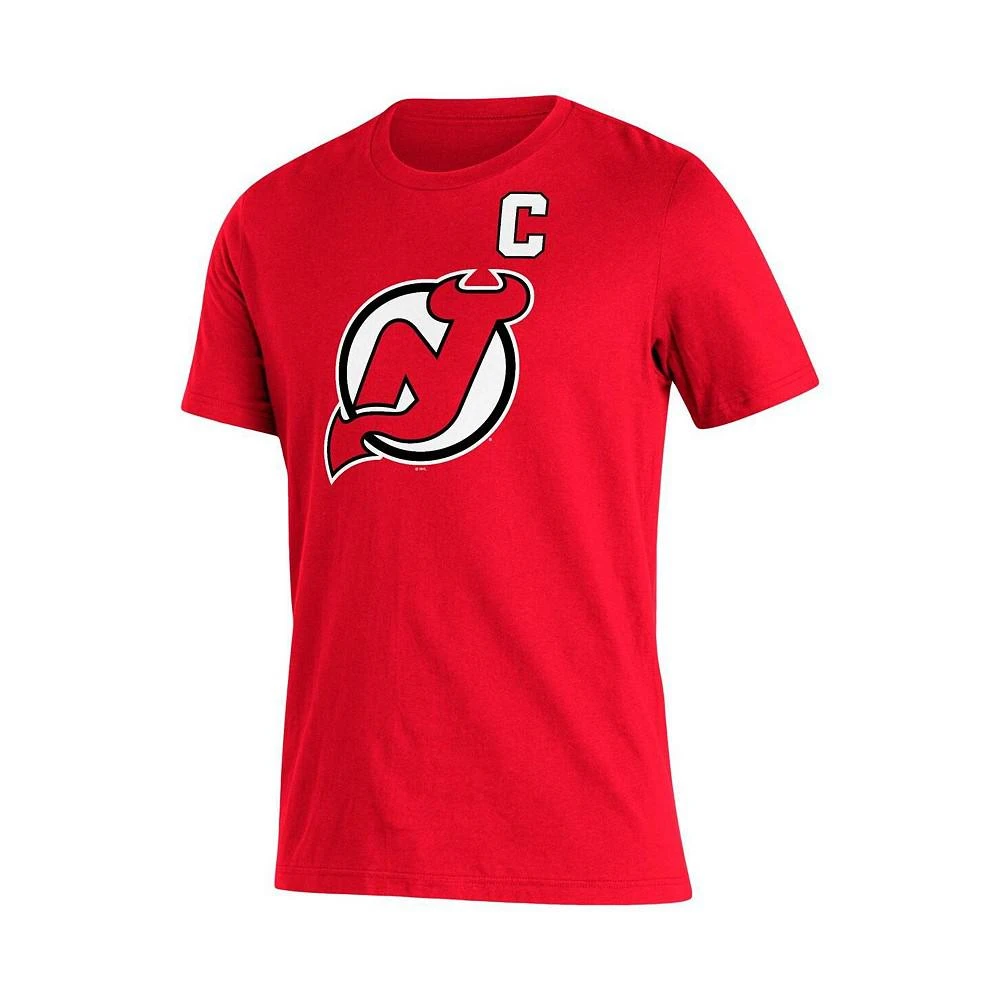 商品Adidas|Men's Nico Hischier Red New Jersey Devils Captain Patch Name and Number T-shirt,价格¥188,第2张图片详细描述