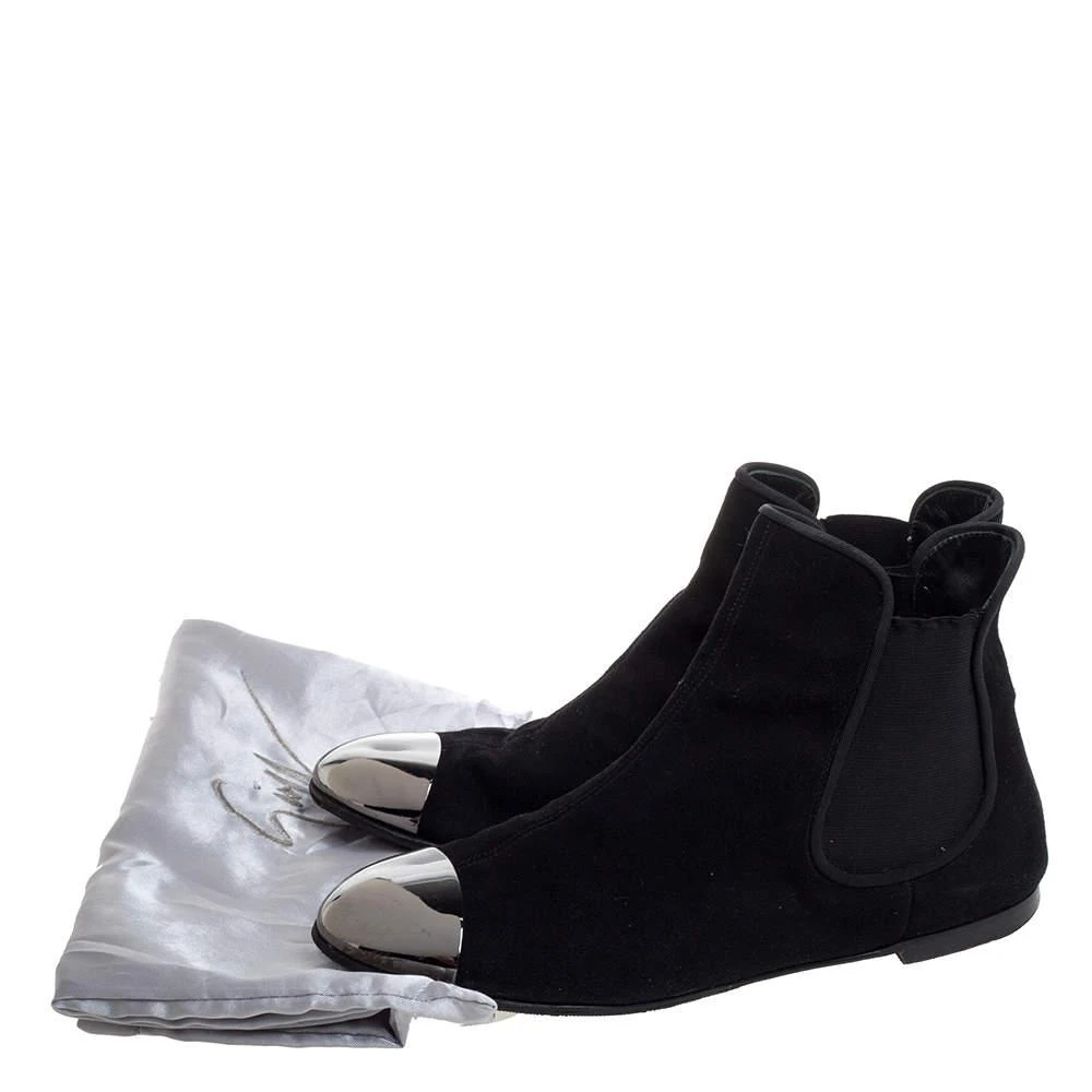 Giuseppe Zanotti Black Suede Leather Metal Cap Ankle Booties Size 40 商品
