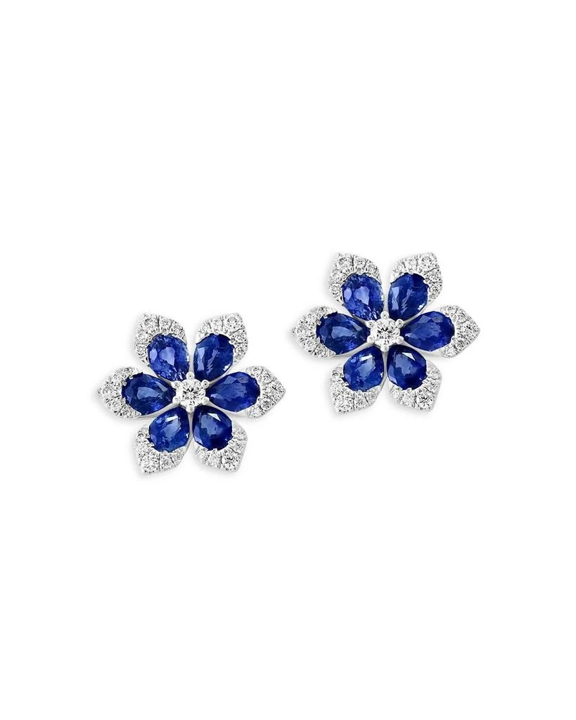 商品Bloomingdale's|Blue Sapphire & Diamond Flower Stud Earrings in 14K White Gold,价格¥15884,第1张图片