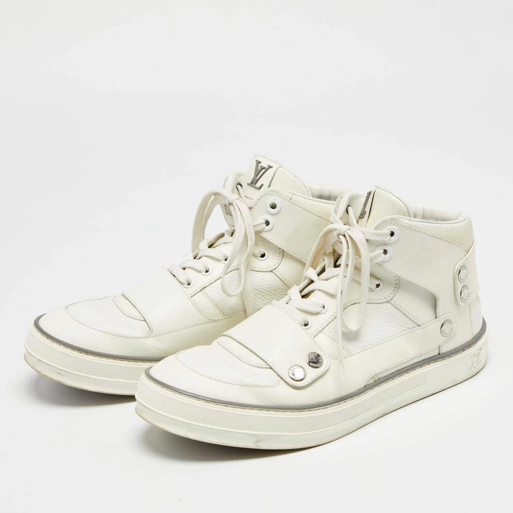 商品[二手商品] Louis Vuitton|Louis Vuitton Off-White Leather and Mesh High-Top Sneakers Size 40,价格¥1456,第2张图片详细描述