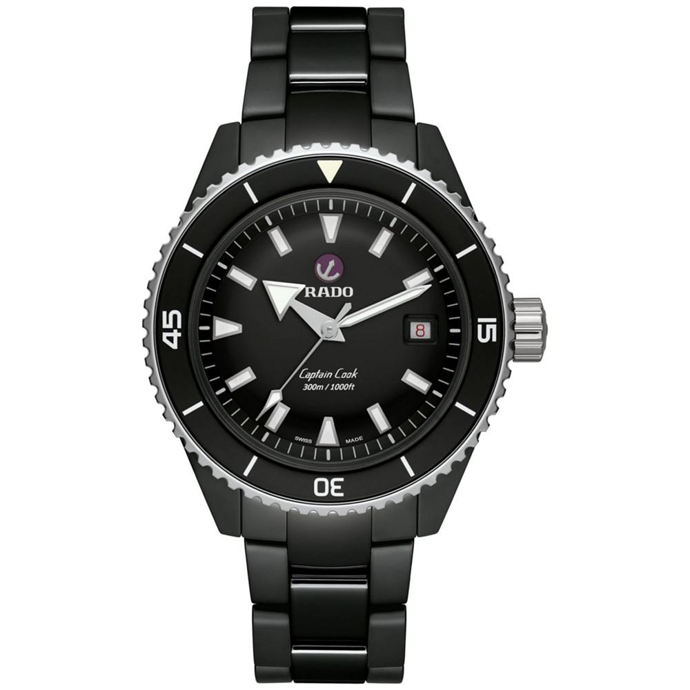 Men's Swiss Automatic Captain Cook Diver Black Ceramic Bracelet Watch 43mm商品第1张图片规格展示