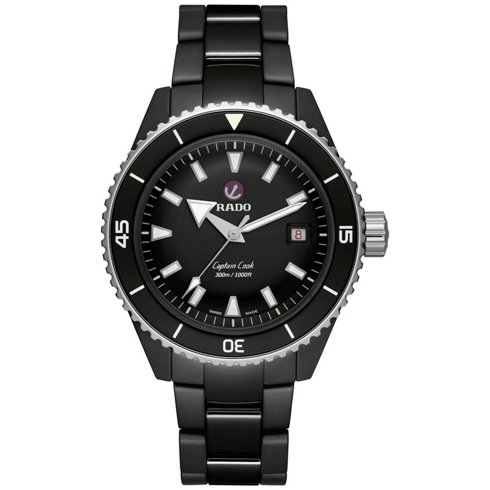 商品Rado|Men's Swiss Automatic Captain Cook Diver Black Ceramic Bracelet Watch 43mm,价格¥22138,第1张图片