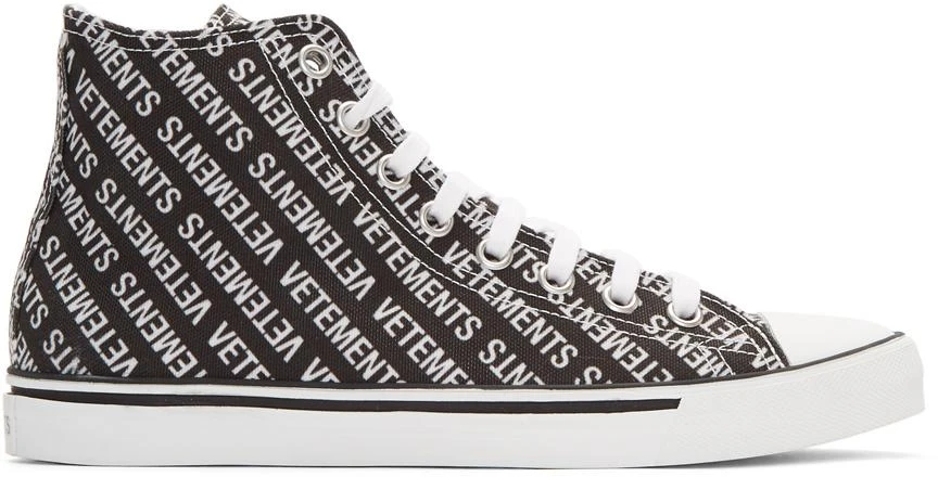 商品Vetements|Black & White Canvas Logo High-Top Sneakers,价格¥1246,第1张图片
