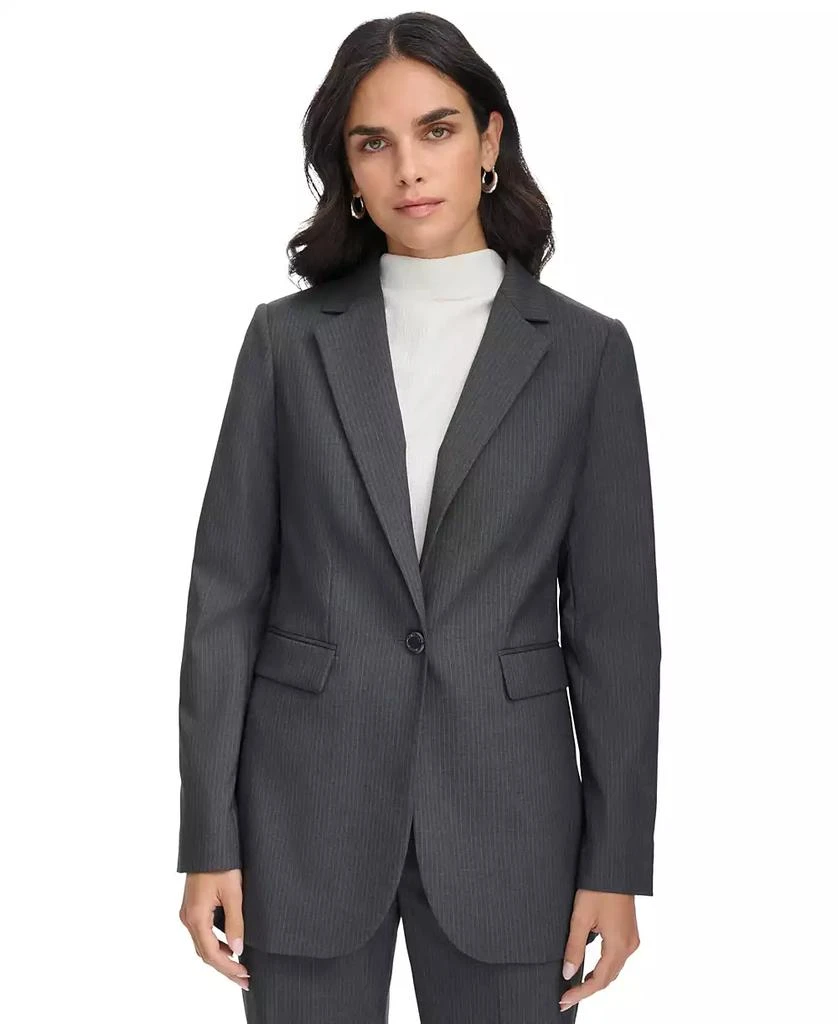 商品Calvin Klein|Women's Pinstripe One-Button Blazer,价格¥535,第1张图片