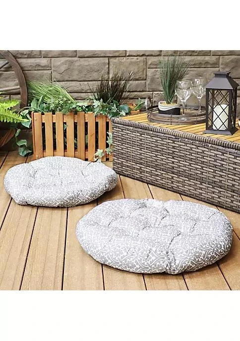 商品belk|Decor Sunnydaze Polyester Large Round Floor Cushion   Set Of 2   Gray Damask,价格¥607,第1张图片