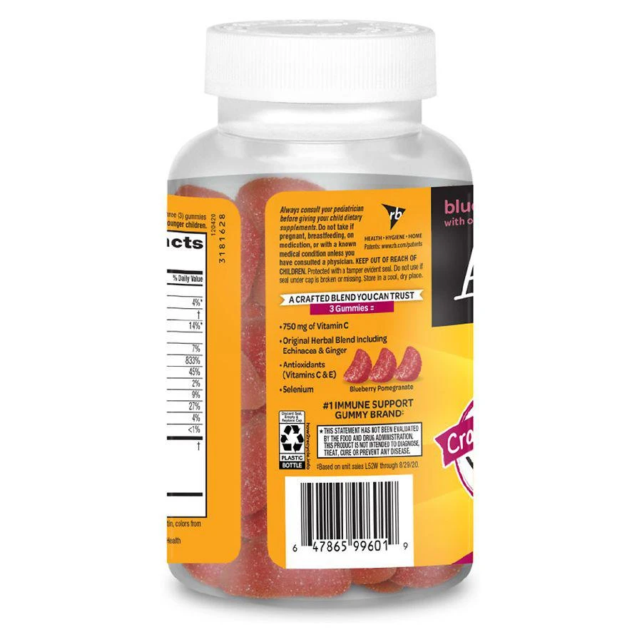 商品Airborne|Vitamin C, E, Zinc, Minerals & Herbs Immune Support Supplement Gummies Blueberry Pomegranate, 63 ct.,价格¥150,第3张图片详细描述