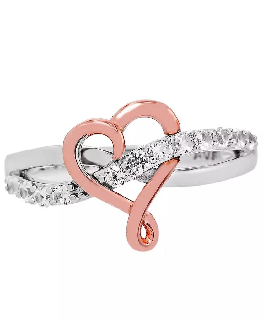 商品Macy's|Lab-Grown White Sapphire (1/3 ct.t.w) 14K Rose Gold Plated Heart Ring in Sterling Silver,价格¥262,第1张图片